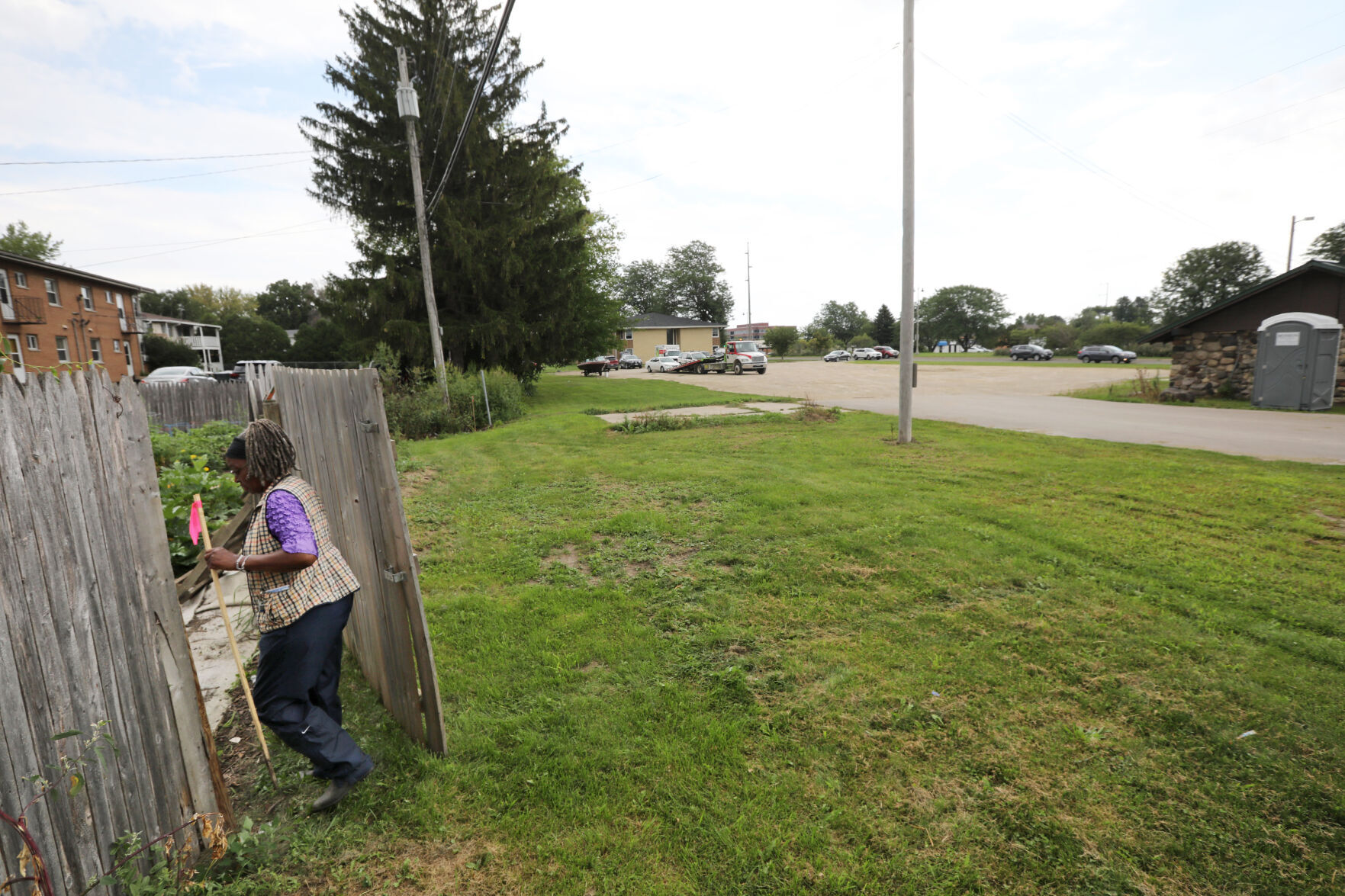 Diane Small in parking lot behind her home